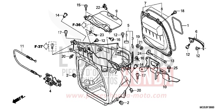 COMPARTIMENT A BAGAGES de NC700X Boîte Méca PEARL SUNBEAM WHITE (NHA66) 2012
